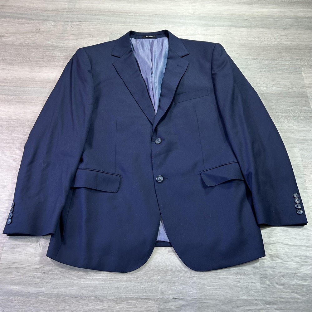 Mattarazi Uomo Suit Jacket Mens 44 Navy Wool Cashmere 2 Button Notch Lapel
